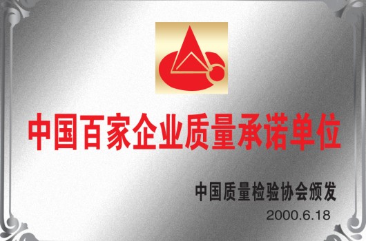 2000年，中国百家企业质量承诺单位